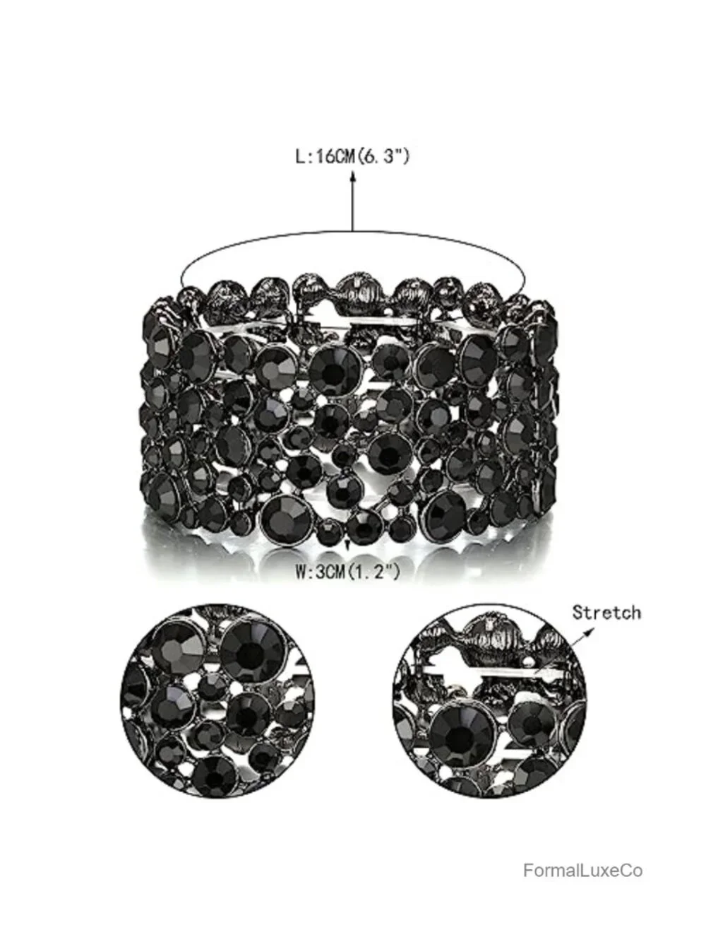 Crystal Art Deco Stretch Bracelet Wedding Bridal Vintage Jewelry